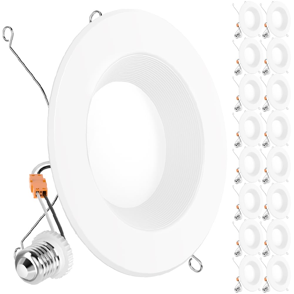 Sunco 16 Pack Retrofit LED Recessed Lighting 6 Inch, 2700K Soft White, Dimmable Can Lights, Baffle Trim, 13W=75W, 965 LM, Damp R