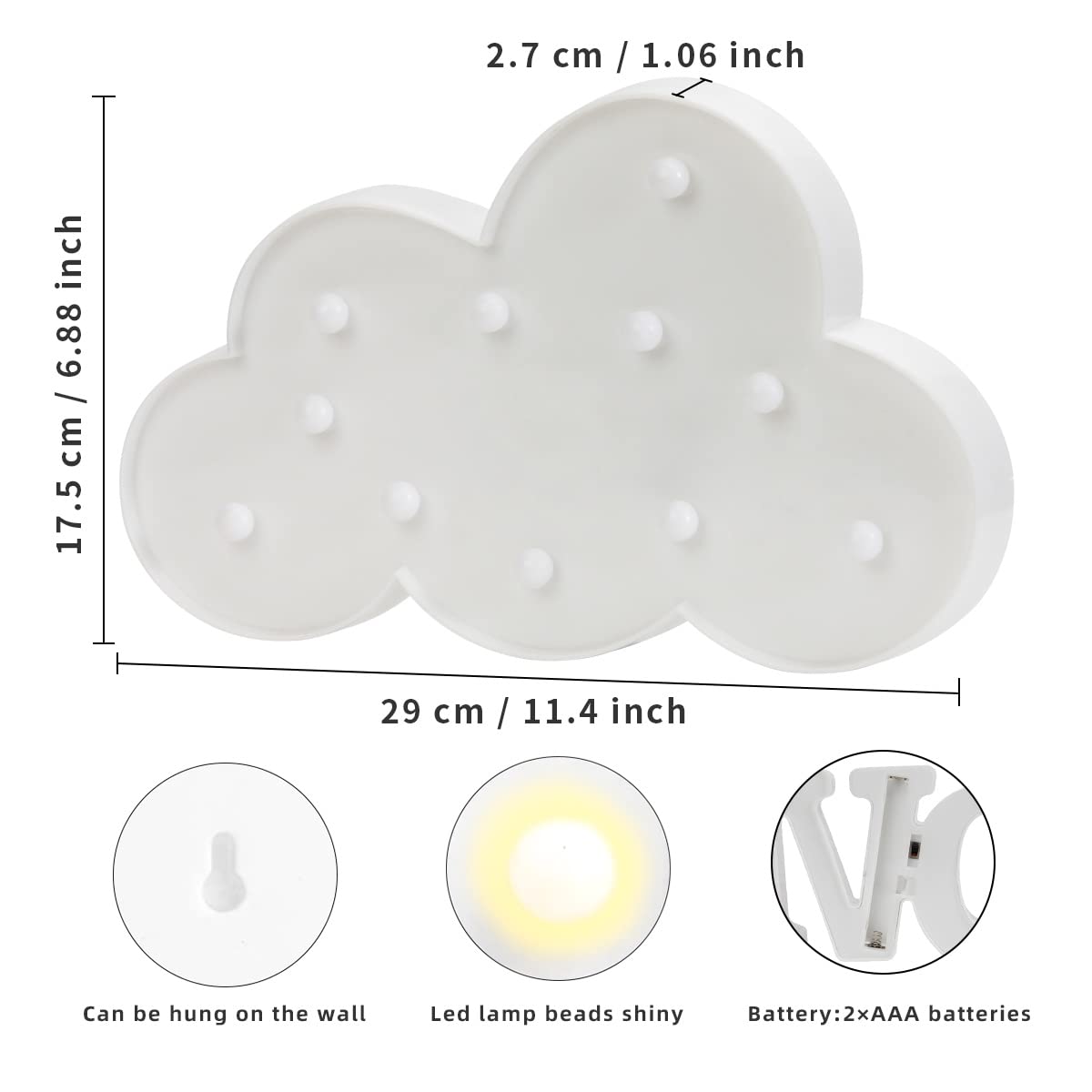 Led Marquee Letter Lights, Laerjin Led Letter Lights Sign Light Up Letters Sign For Home Cafe Bar Party Wedding Birthday Christmas Decoration, Battery Operated Initials Lamp Letters - White Cloud