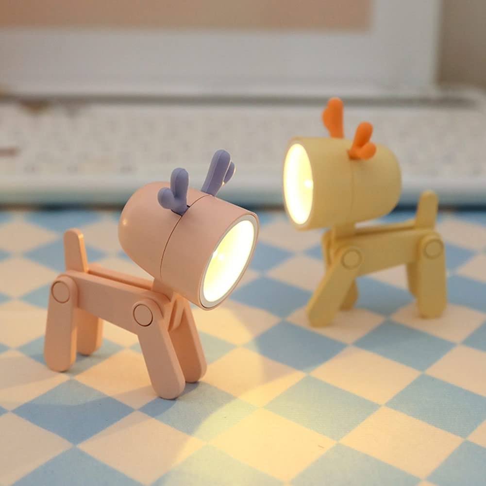 SpassLeben Cute Night Light for Kids, LED Table Lamp, Deer 3 Colors-A, Plastic, Mini Desk Nightstand Decor