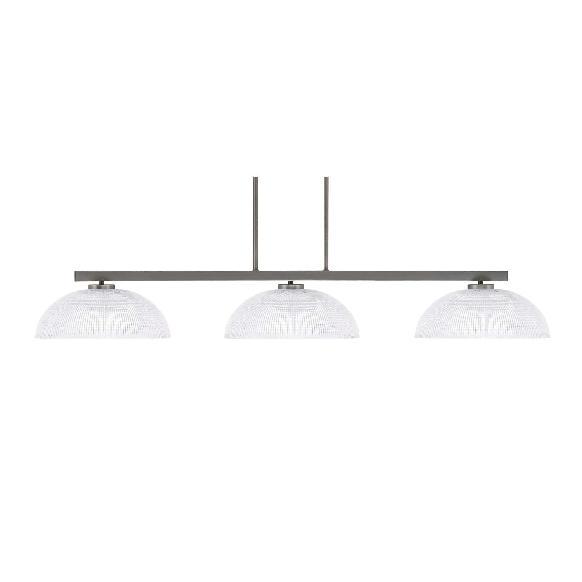 Toltec Lighting Atlas 3 Light Bar - Graphite Finish, 13in Clear Ribbed Glass