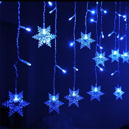 MBVBN LED Curtain Lights 13ft/4M 96 LED Snowflake Curtain String Lights Plug-in Window Curtain Lights with 8 Modes Decoration for Christmas  Wedding  Party Wall  Home Decorations (Blue)