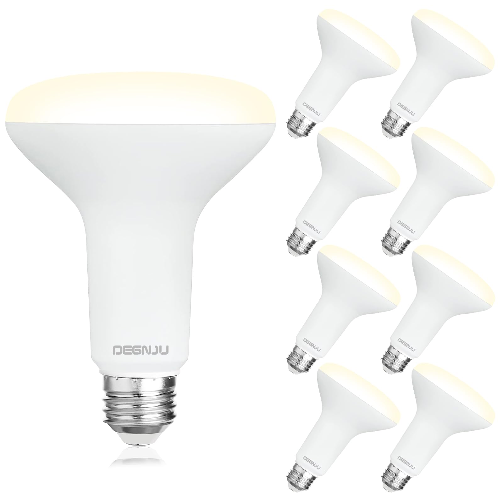 Degnju 8 Pack Br30 Led Bulb, Dimmable Indoor Flood Lights 7W Equivalent 65W 3000K Warm White, Cri80, 650 Lm, E26 Base, 15000 Lif