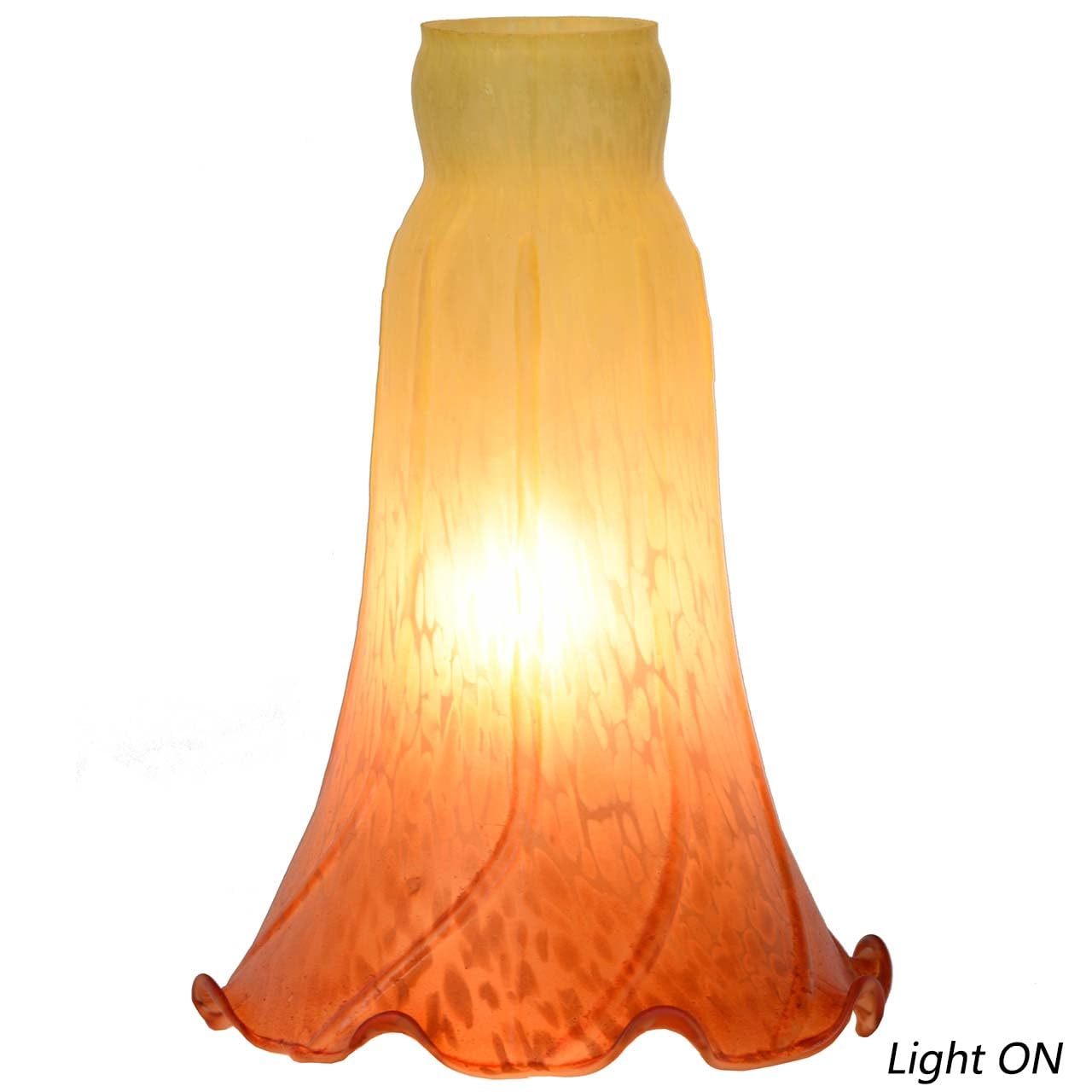 Bieye LS11 Large Lily Flower Blown Glass Lampshade - Yellow Orange, I.D. 1.26" x O.D. 1.5"
