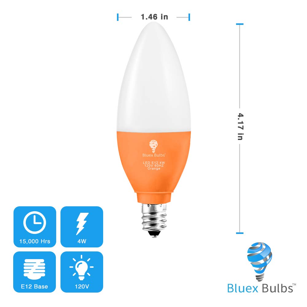Bluex LED Candle Bulb - 2 Pack Yellow Light - E12 Base - 4W (40W Equivalent) - Perfect for Party and Home Lighting