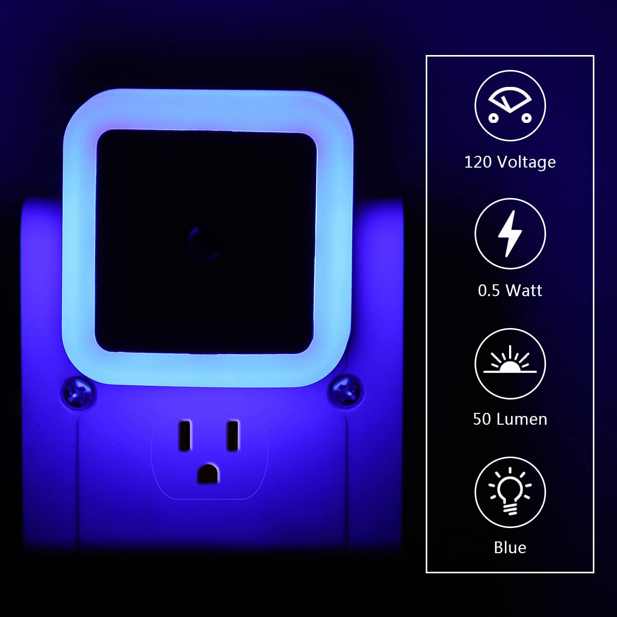 6 Pack Blue Led Night Light Plug In, Dusk To Dawn Sensor Automatic On And Off, Energy Efficient, Soft Glow Kids, Nursery, Bedroo