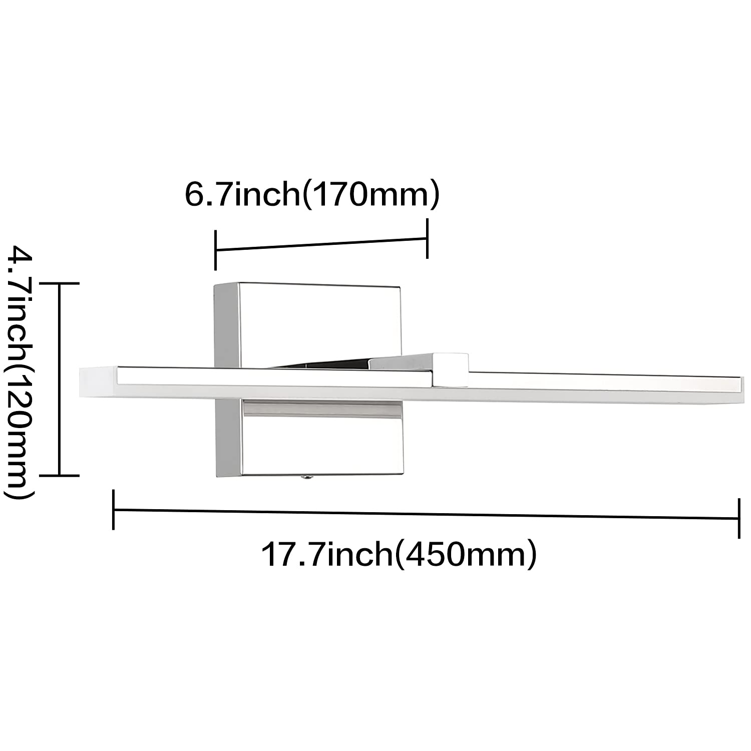ZUZITO Bathroom Light Fixture LED Dimmable 14W 18in Chrome Modern Model Z9650-450mm