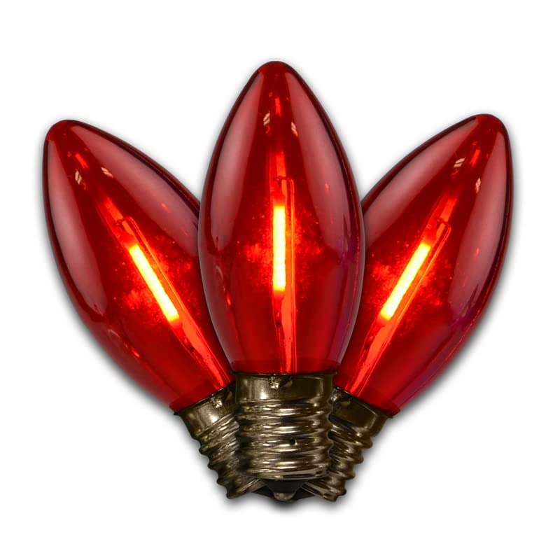 25 ft Smooth Transparent LED c9 christmas Light Bulbs  Red - 25 Lights - case of 20