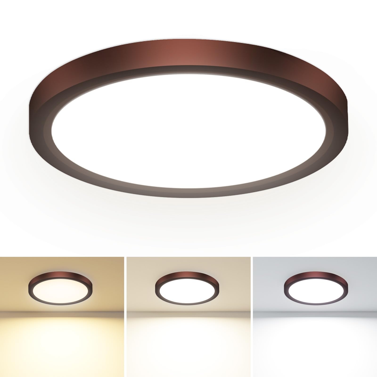 hepside LED Flush Mount Ceiling Light, 3CCT 3000K-4000K-6500K, 15W 1500Lm, 7.5 Inch, Oil