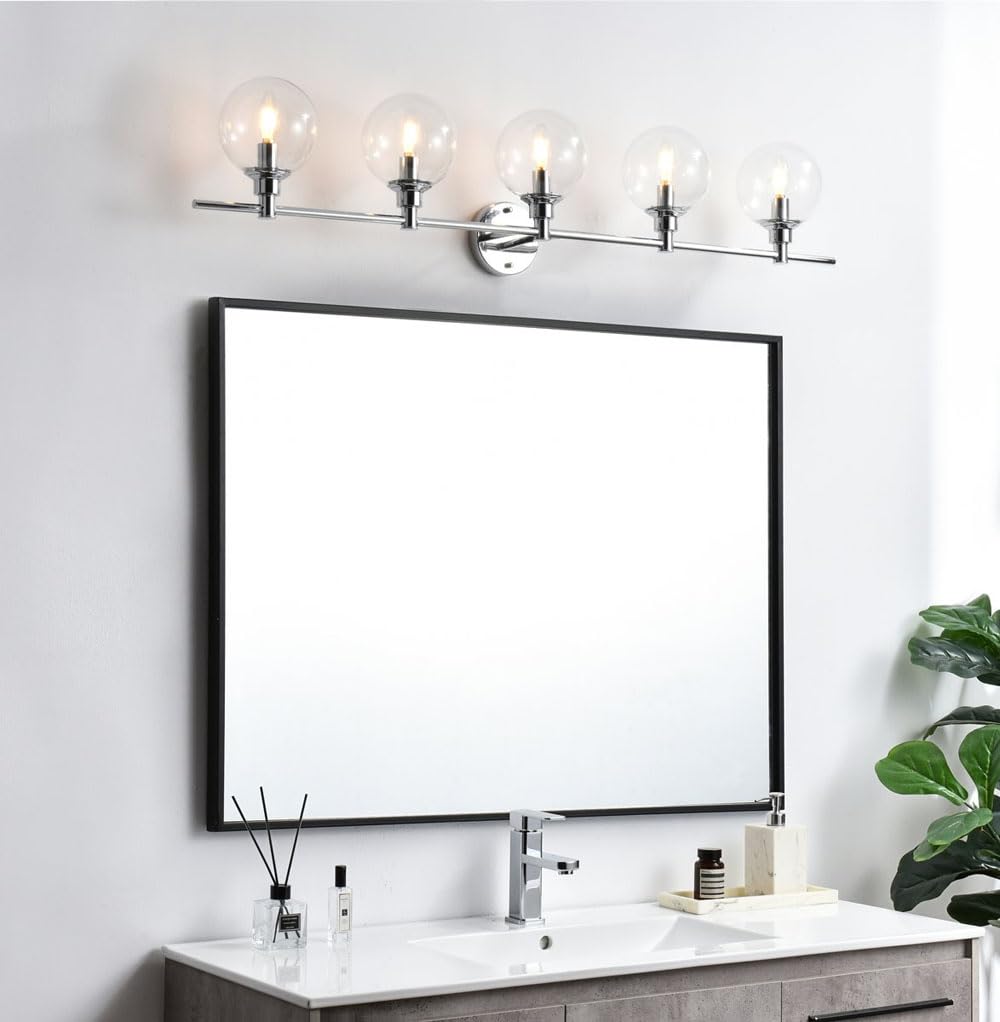 Living District Jaelynn 5-Light Iron & Glass Bath Sconce in Chrome/Clear