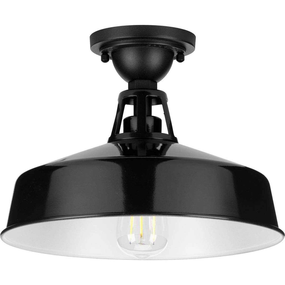 Progress Lighting Cedar Springs 1-Light Outdoor Semi-Flush Mount Light, Black, Aluminum, 9.50x13.25x13.25, Model P550070-031
