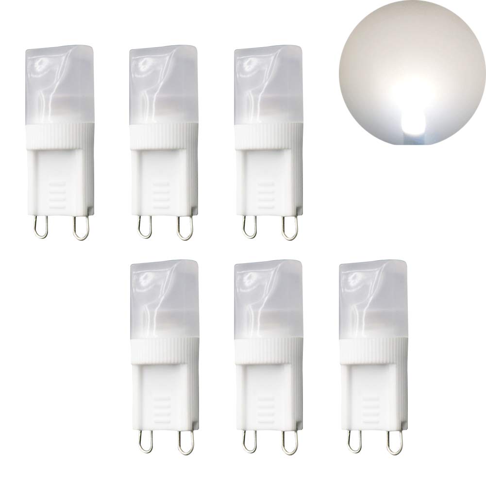 Mini G9 Led Bulb 2W(6 Pack), G9 Ceramic Bulbs Replacement 20W Equivalent Halogen Bulbs Daylight White 6000K G9 Light Bulbs For H