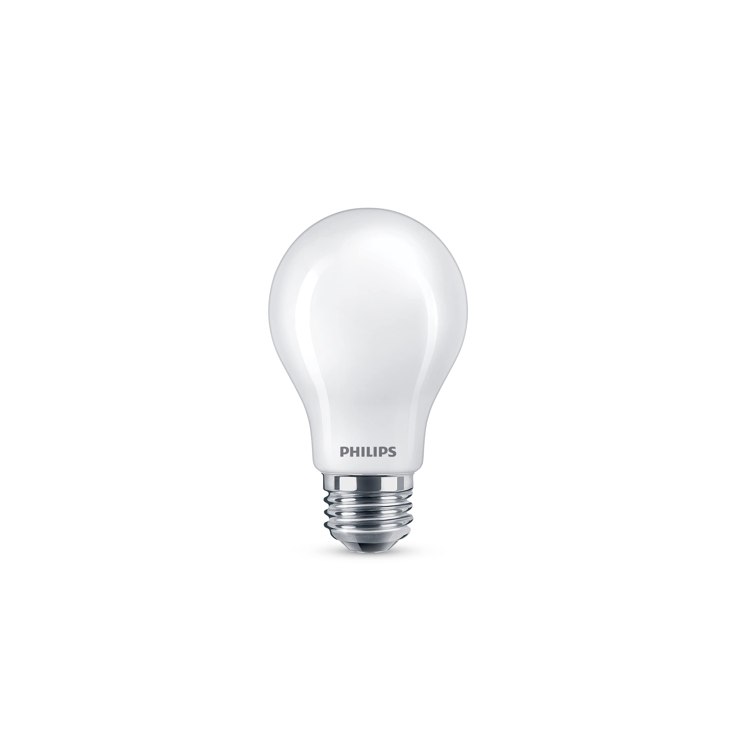 PHILIPS LED 60W A19 4-Pack WhiteDial Mult-CCT (5000K) 800 Lumen (7W = 60W) Dimmable Frosted Flicker-Free Light Bulbs