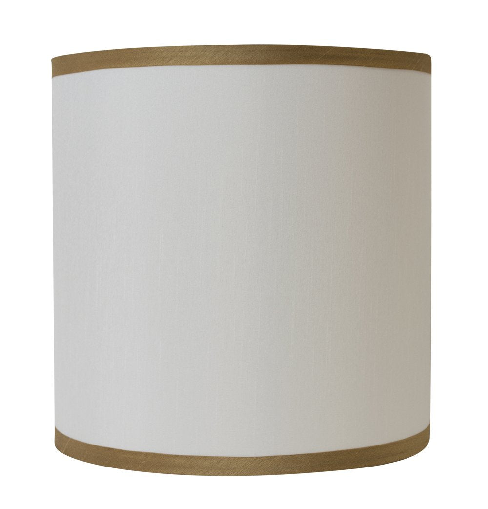 Urbanest Off White with Gold Trim Faux Silk Classic Drum Lampshade, 12-inch by 12-inch by 10-inch, Spider Washer Fitter