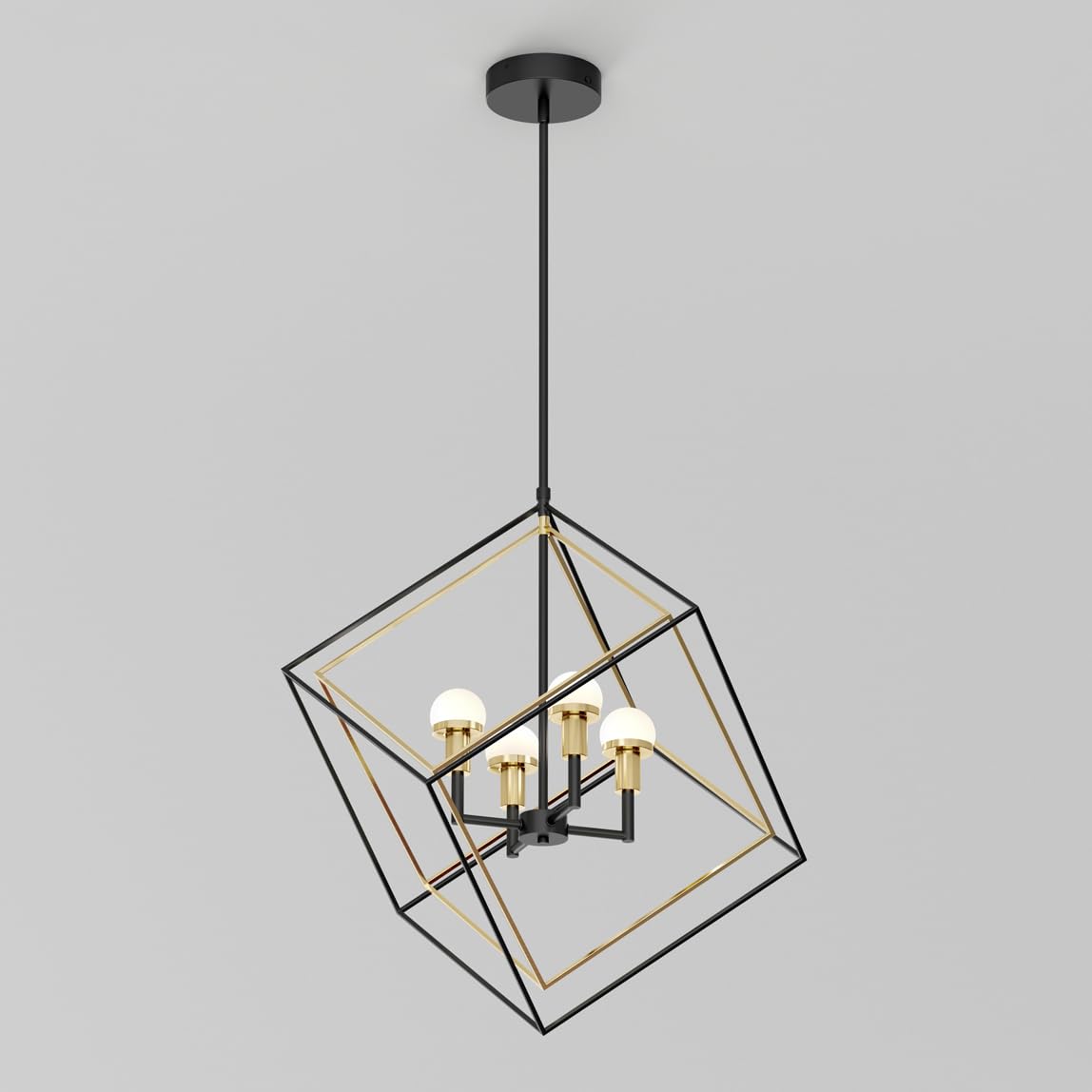 Artika Peyton 15W Led Chandelier, Black & Gold, Modern 4-Light, Tunable White 3000-5000