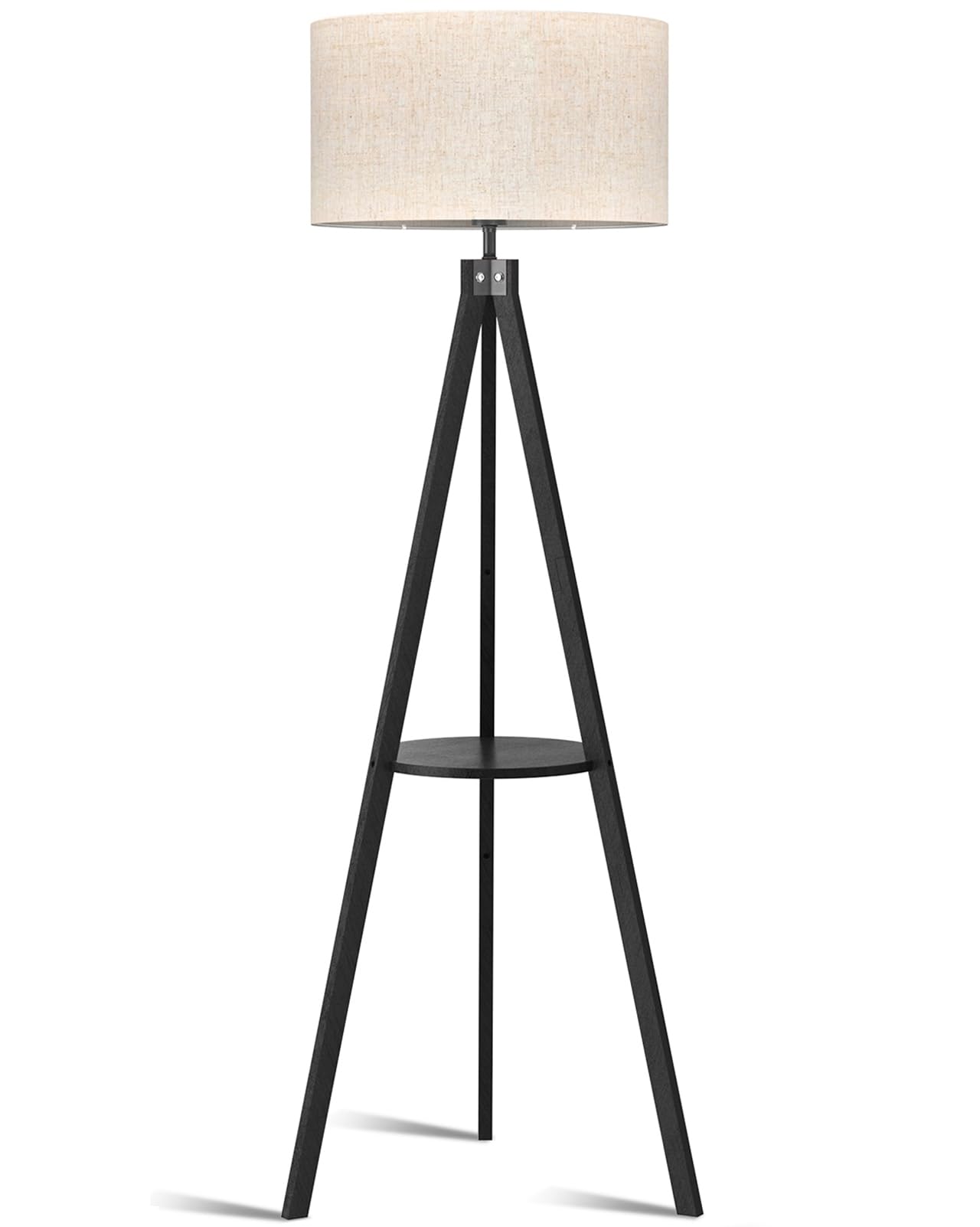 LEPOWER Tripod Floor Lamp, Mid Century Wood Design, E26 Lamp Base, Black Holder, Model UF1101