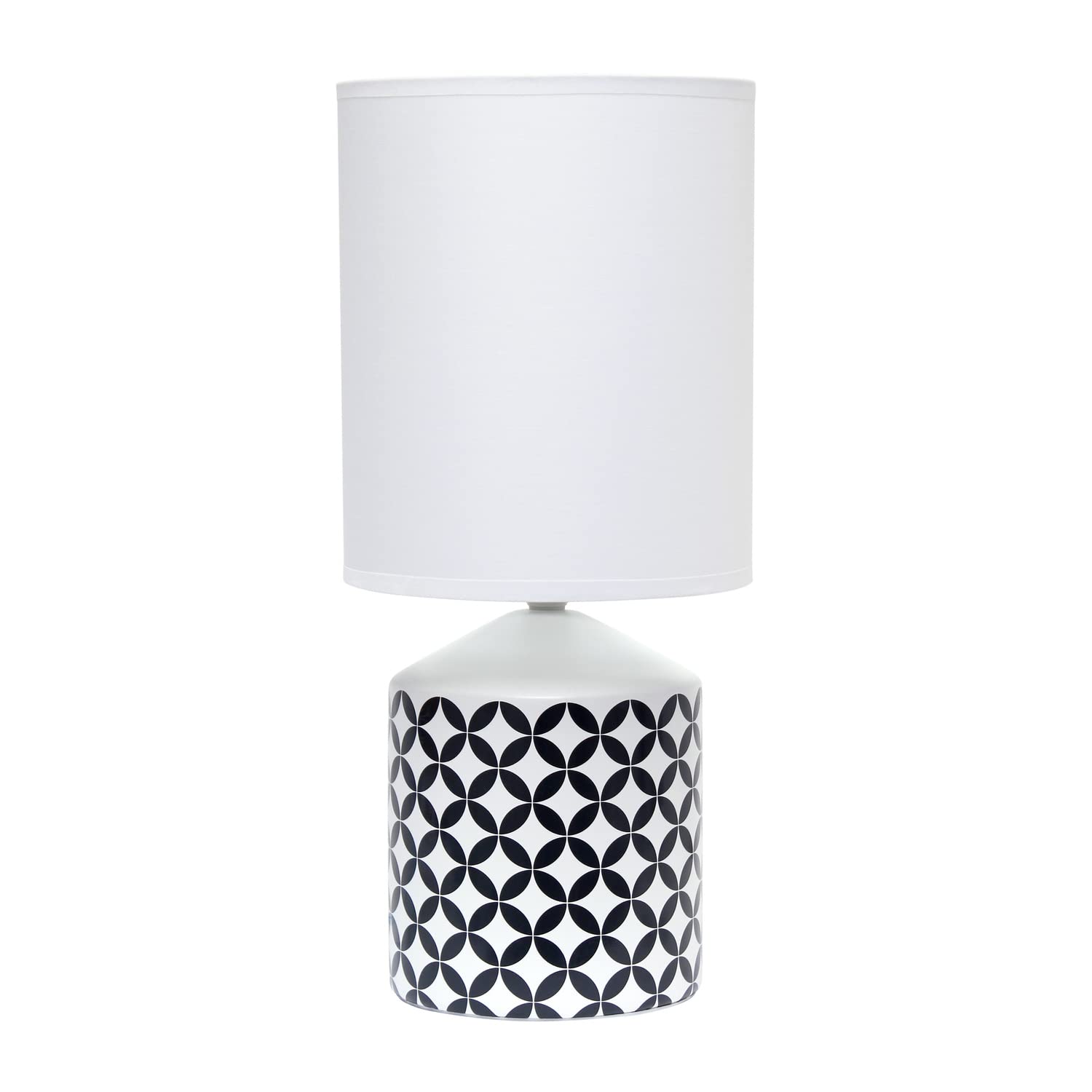 Simple Designs Table Lamp, Coin Diamond Star CrissCross, Ceramic, 8.5inL x 8.5inW x 18.5inH, Black, Model LT2077-COI