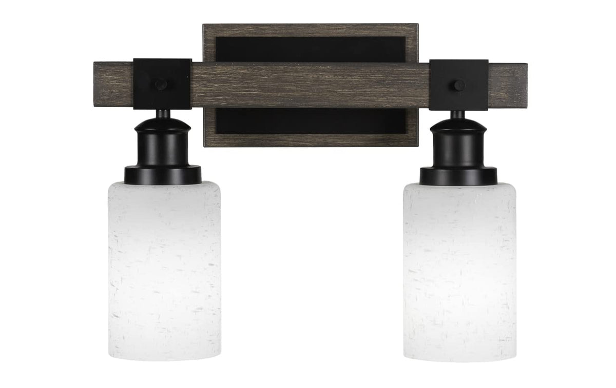Tacoma - 2 Light Bath Bar-11.5 Inches Tall And Inches Wide-Black/Painted Wood Finish-White Muslin Glass Color