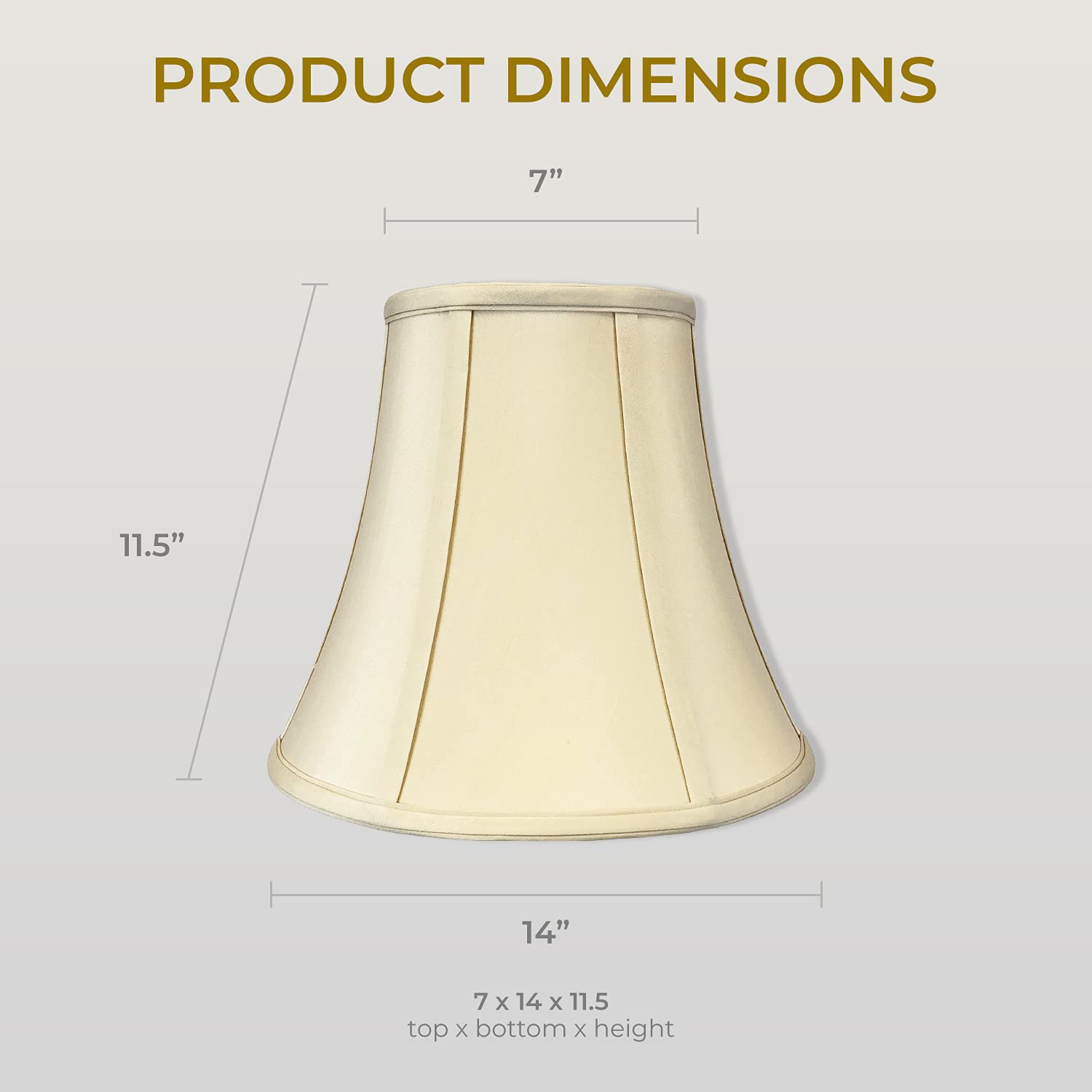 Royal Designs, Inc. True Bell Lamp Shade, Faux Silk, 7in x 14in x 11.5in, Beige, 2-Pack, Model BSO-704-14BG-