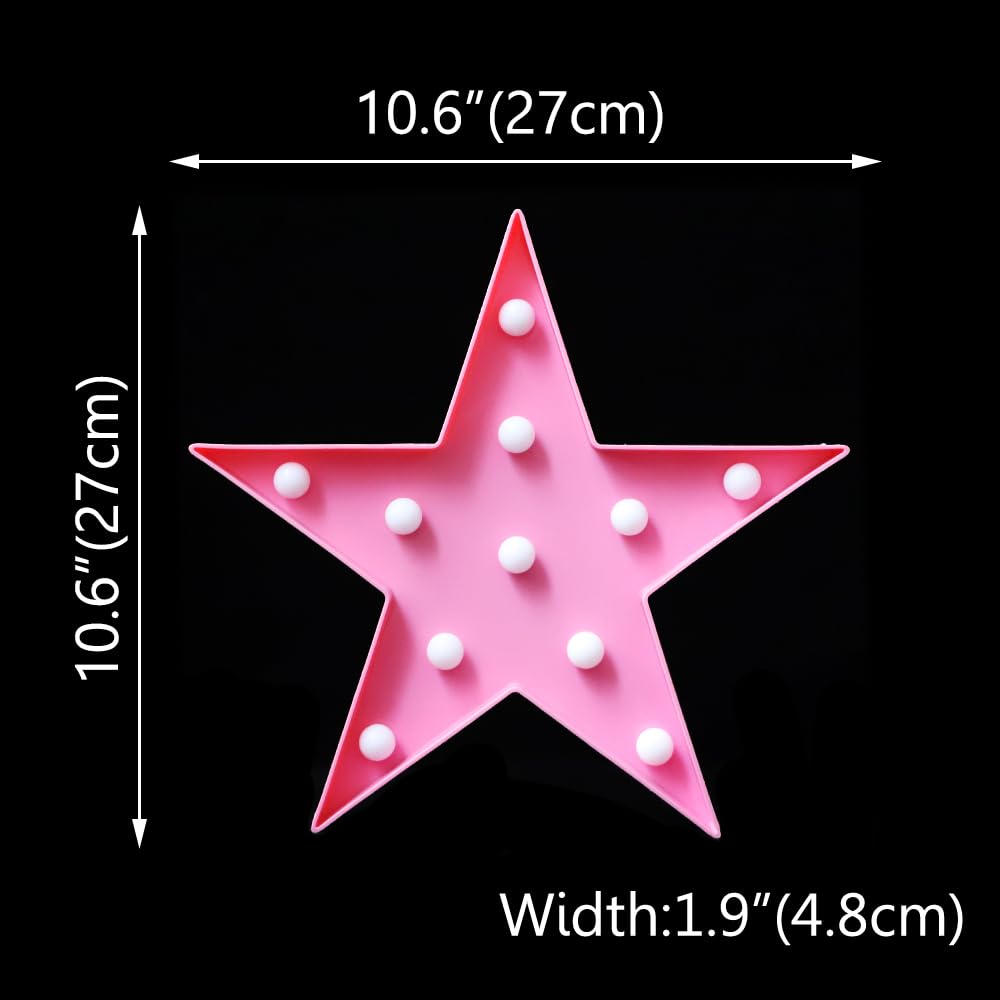 Led Marquee Star Sign Night Light, Battery Operated Star Shaped Desk Table Lamp For Kids, Baby, Child, Girl Gift, Nursery Room,