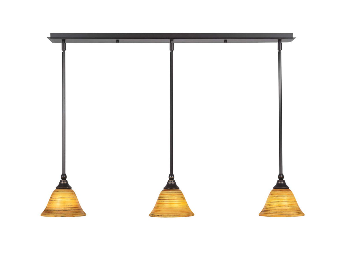 Toltec Lighting 3 Light Linear Pendalier In Dark Granite (36-Dg-454)