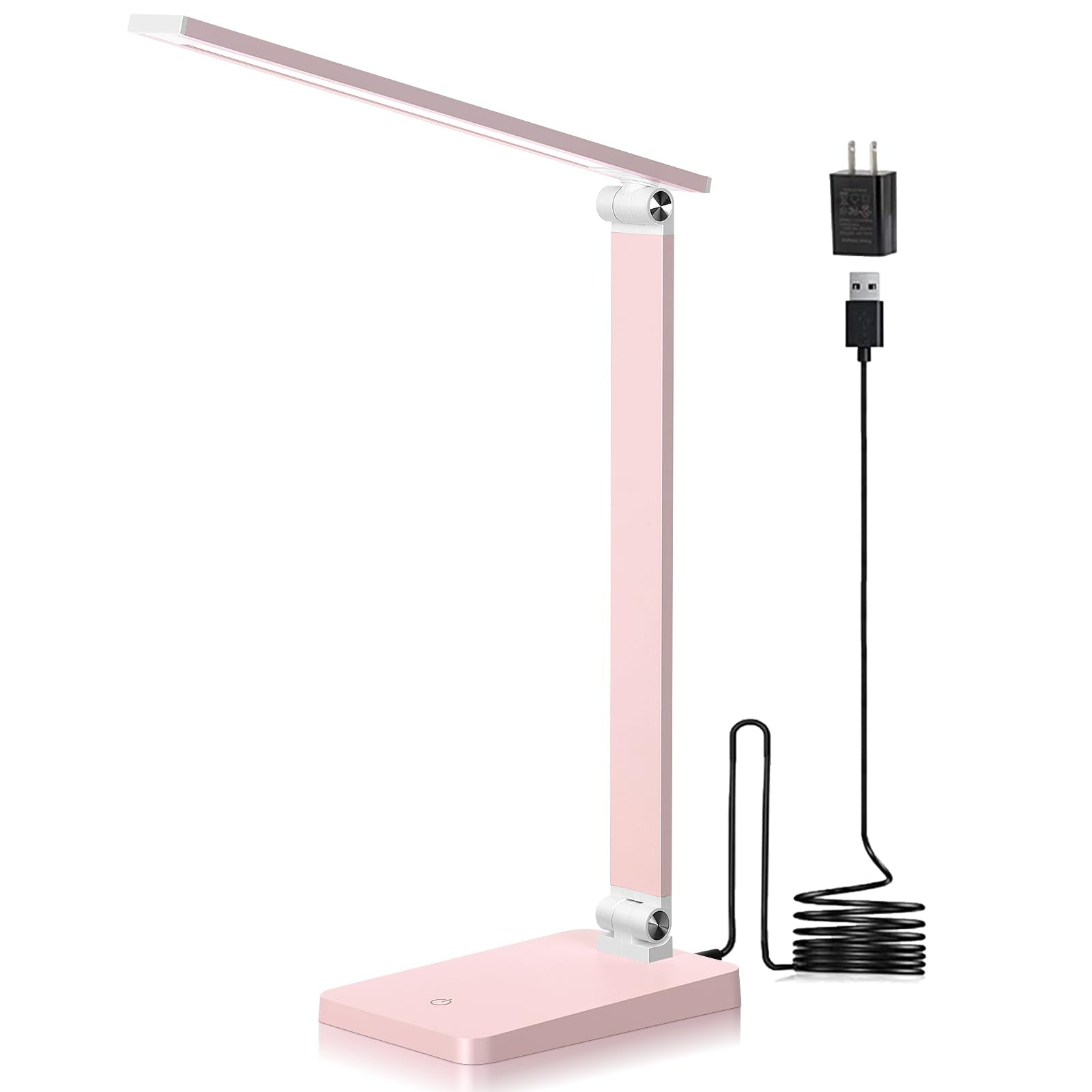LED Desk Lamp for Home Office, 3 Levels Dimmable Reading Desk Light with USB Charging Port, Desk Accessories Touch Control Table