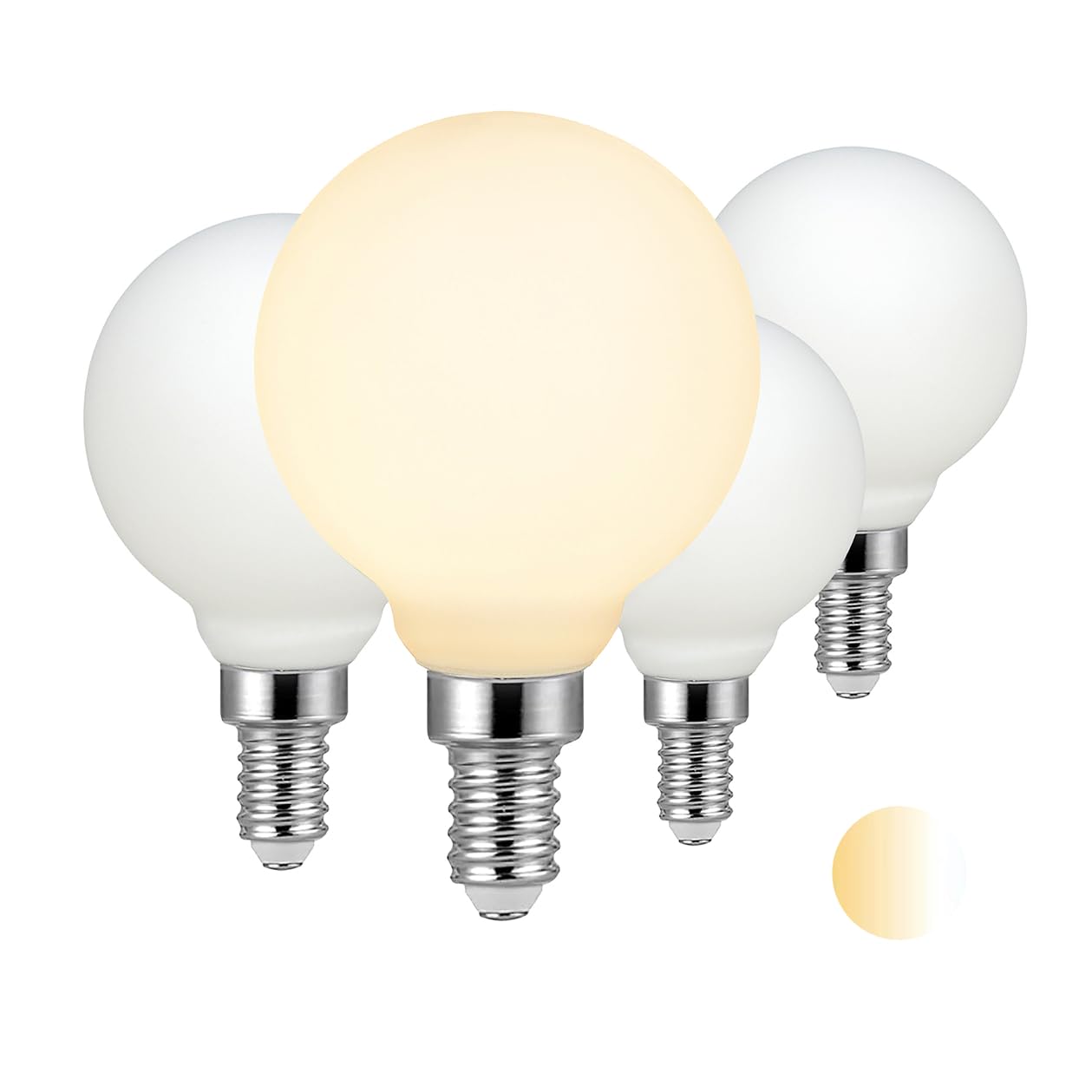 Liii&Artman Led Light Bulb G16.5 E12 5W Matt Porcelain White Soft Glow Dim-To-Warm 2000-2800K Cri97 350Lm, (4-Pack)