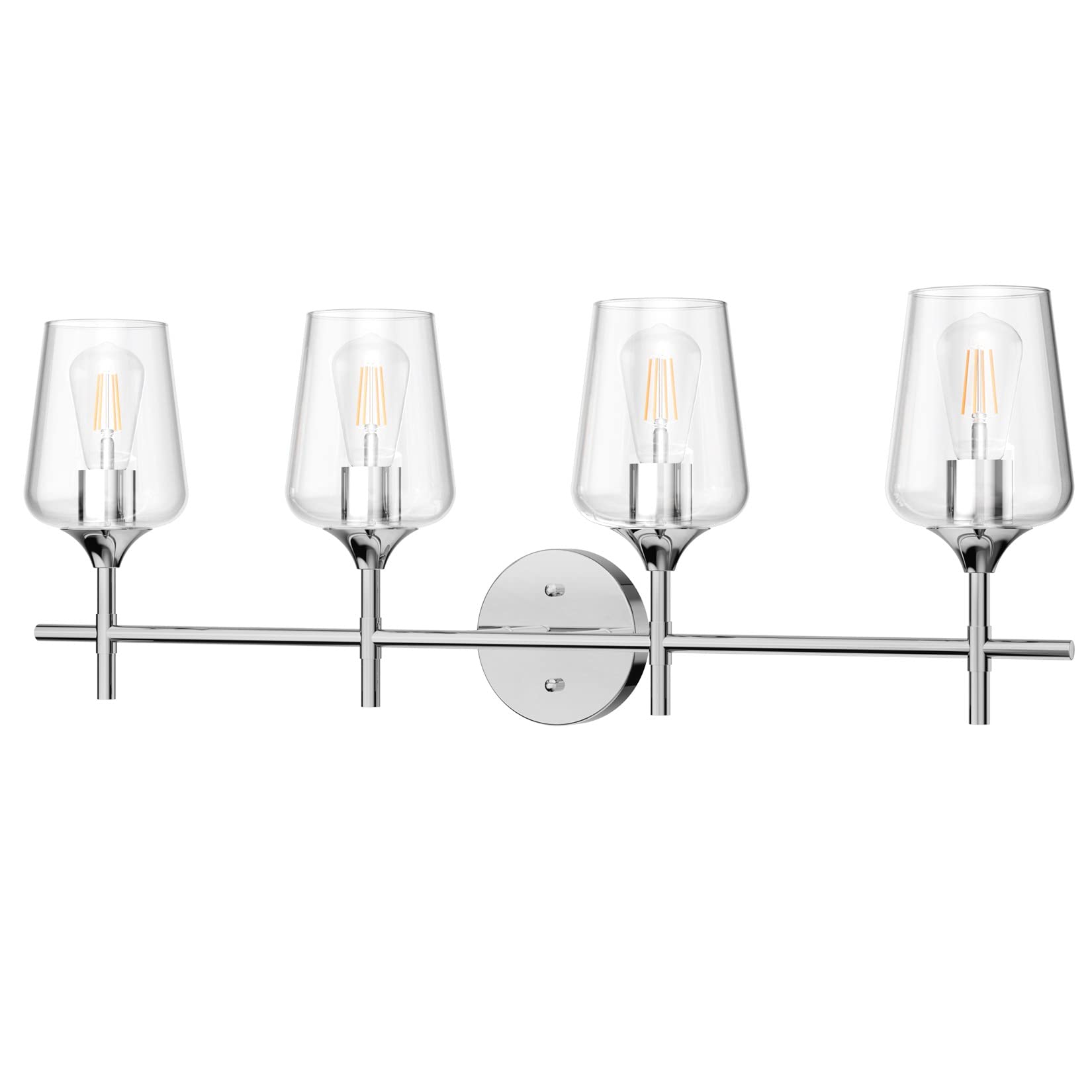 Ralbay Chrome Bathroom Vanity Light 4-Light Industrial Fixture Clear Glass Model 2031
