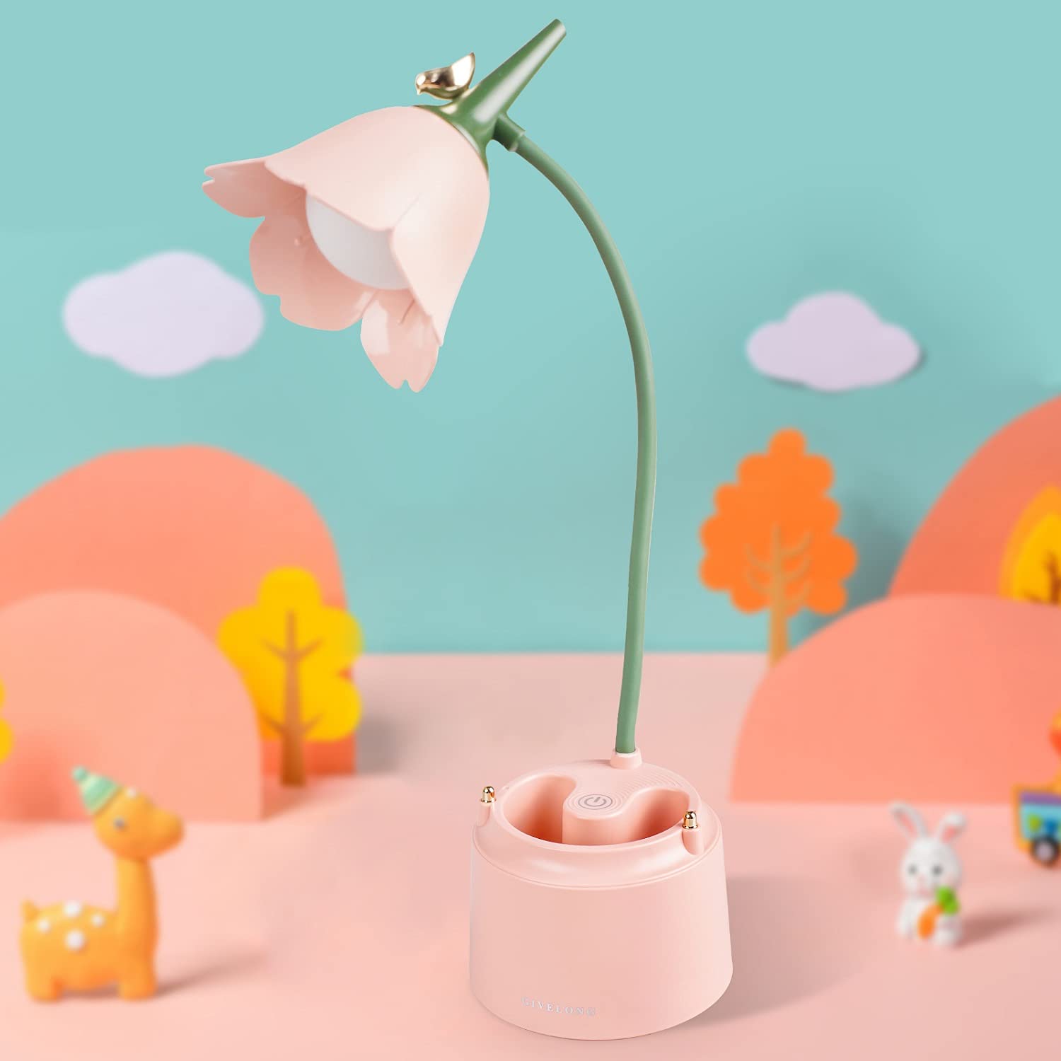 Neporal Rechargeable Kids Lamp, LED Desk Lamp Touch Control Dimming 3 Brightness, 360Flexible Gooseneck Eye-Care Children Studyi