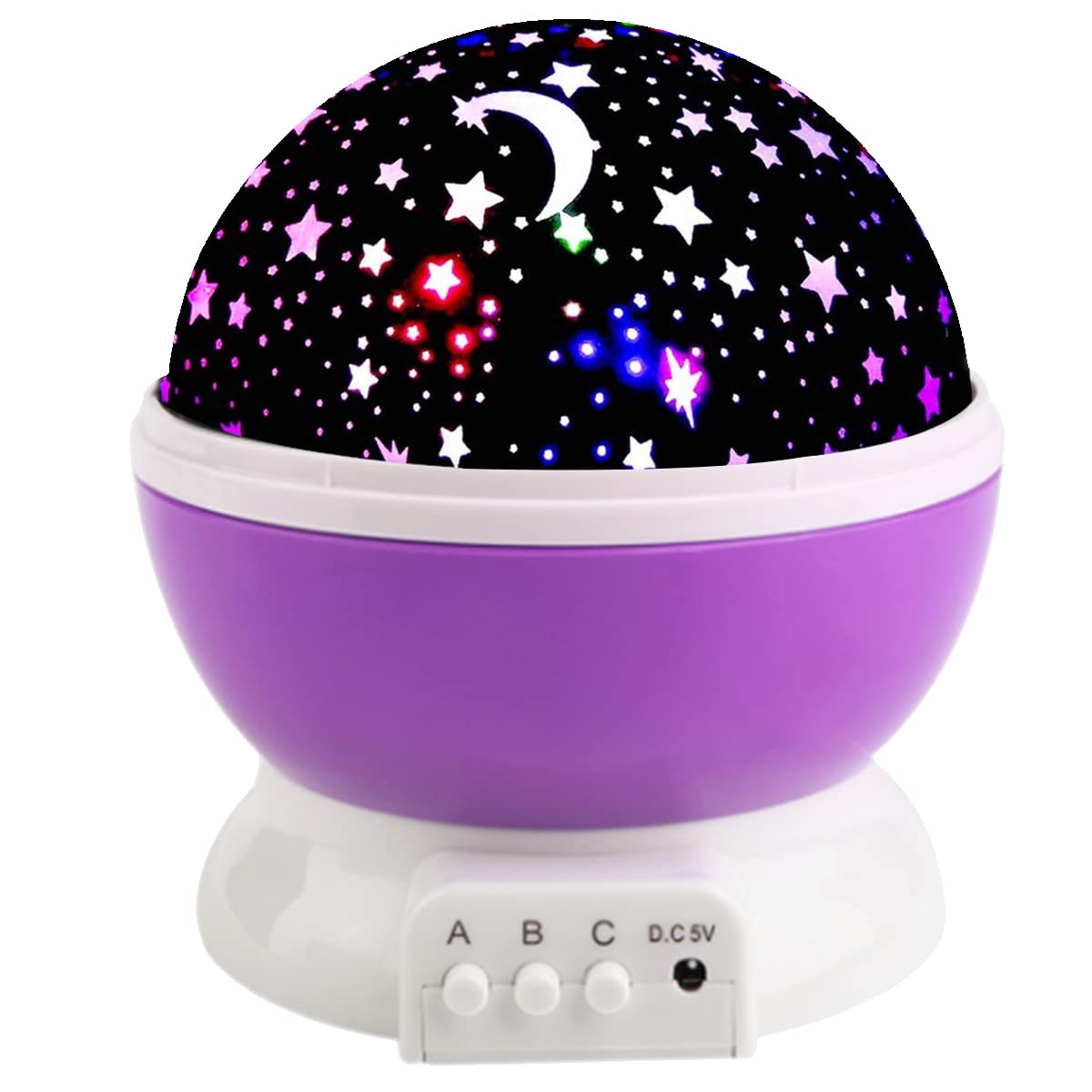 Borelor Star Night Light Projector, 12 Color Modes, 360° Rotating, 3 Piece Set, Purple, Model 178