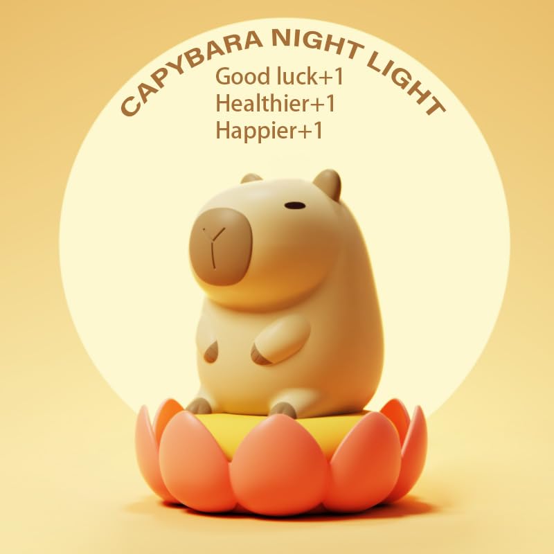Bestfaith Cute Capybara Night Light  Led Squishy Night Lamp  2 Levels Dimmable Nursery Nightlight  Rechargeable Touch Lamp  Dorm Decor  Funny Gifts (Normal)
