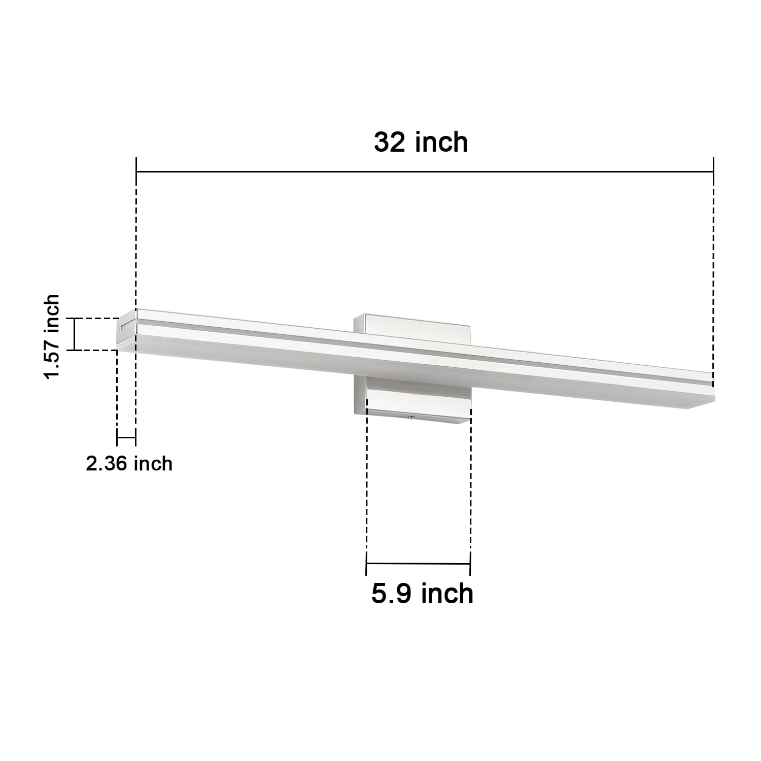 Sinerise 32-Inch Led Modern Bathroom Vanity Light Bar  Chrome Modern Acrylic Bathroom Wall Lighting Fixtures Over Mirror (Cool White 6000K)