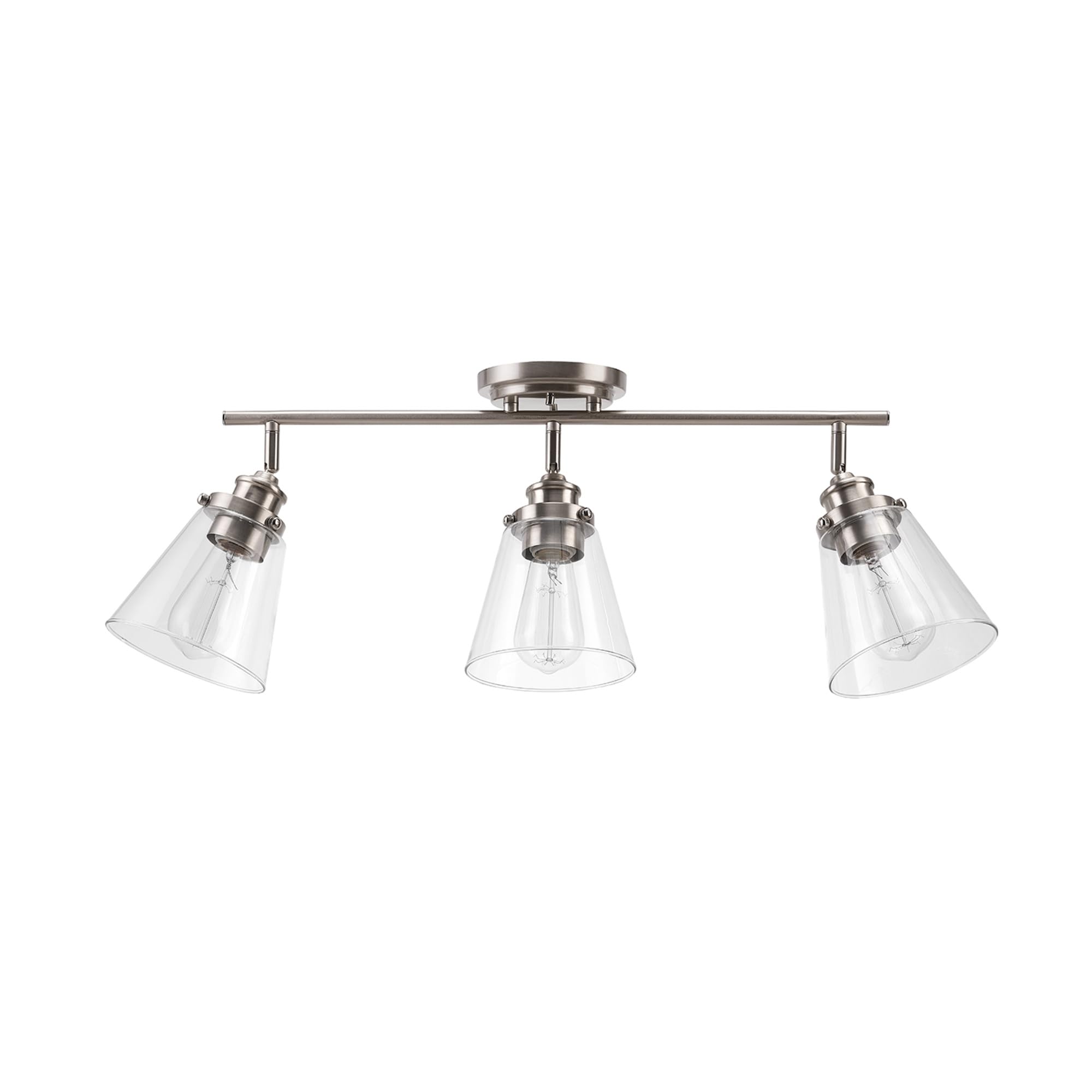Globe Electric Jackson 3-Light Track Lighting, Brushed Nickel, Clear Glass Shades, Model 59628