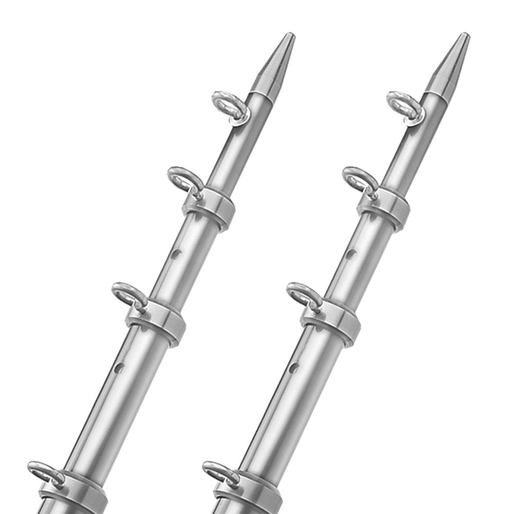 TACO Marine OT-0542VEL15-HD Aluminum Tele-Outrigger Pole - 1-1/2 x 15, Silver/Silver