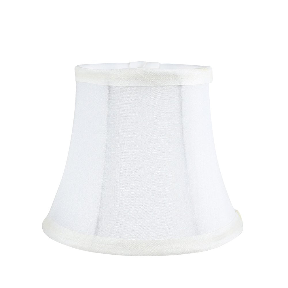 MERIVILLE Set of 6 Off White Faux Silk Chandelier Lamp Shades, Softback Bell Shape, Clip-On for Candelabra Bulbs, 4in x 6in x 5in