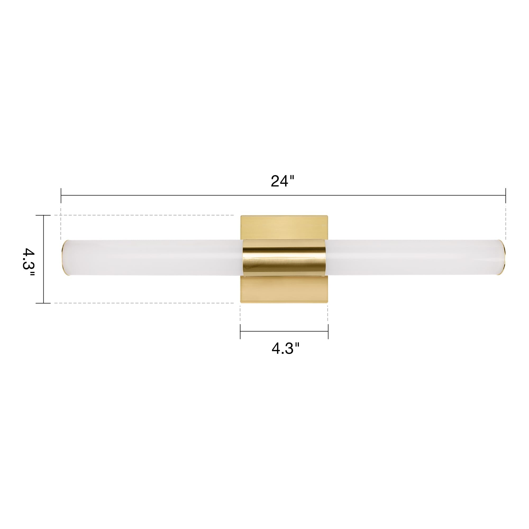YHTlaeh LED Bathroom Vanity Light Fixture 24in Polished Chrome 4500K Gold Model 6110