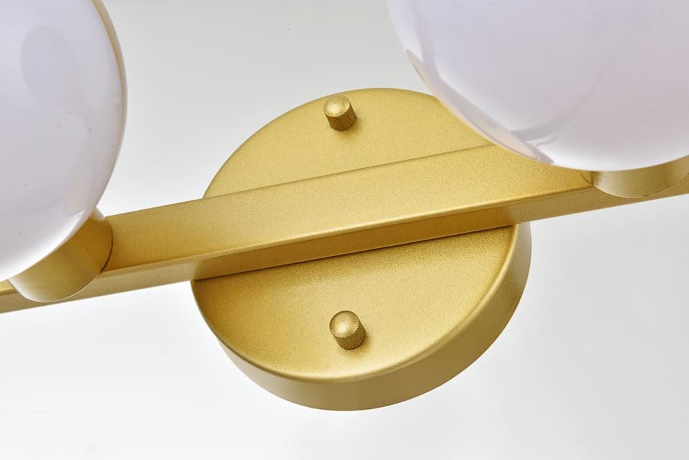 Living District Majesty 2-Light Metal Bath Sconce in Brass/Frosted White