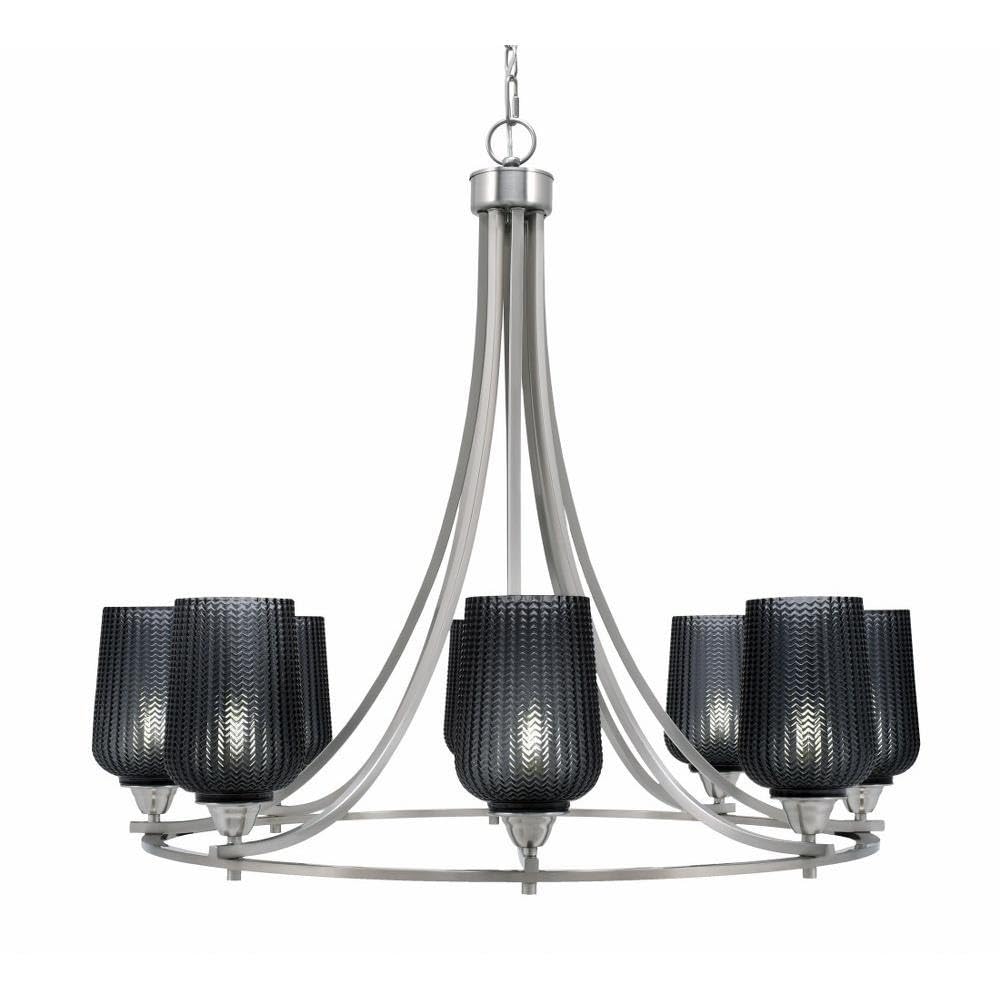 Toltec Lighting 3408-Bn-4252 Paramount - 8 Light Uplight Chandelier-31 Inches Tall And 34 Inches Wide, Finish Color: Brushed Nickel, Glass Color: Smoke Textured