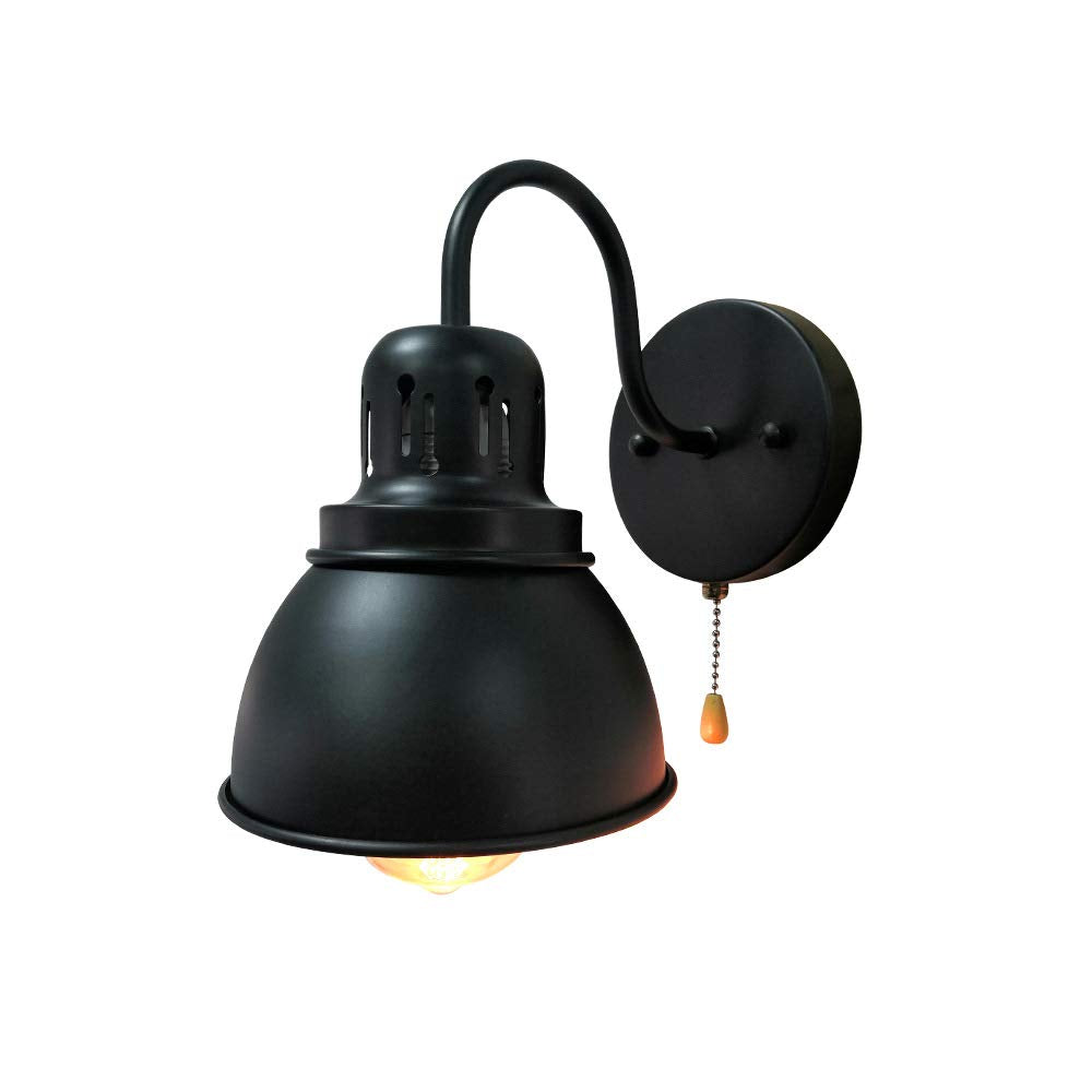 VinTopsh Industrial Loft Gooseneck Wall Sconce, Metal Light Fixture for Hallway, Bathroom, Kitchen, Living Room, Black