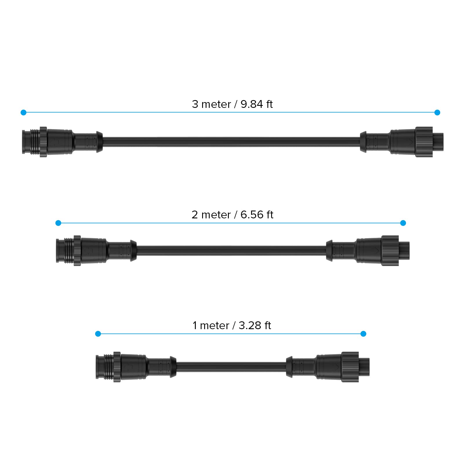 Btf-Lighting 3.28Ft 3 Pin 0.75Mm/18Awg Ip67 Extension Cable Wire With Male And Female Connectors For Ws2811 Ws2812B Sk6812 Etc Led Strip 15Mm Metal Nut Big Size Home Lighting Connector