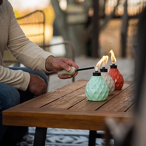 Tiki® Brand 3-Pack 6 Inch Table Torch Glass Pastel Ivory, Pink And Blue