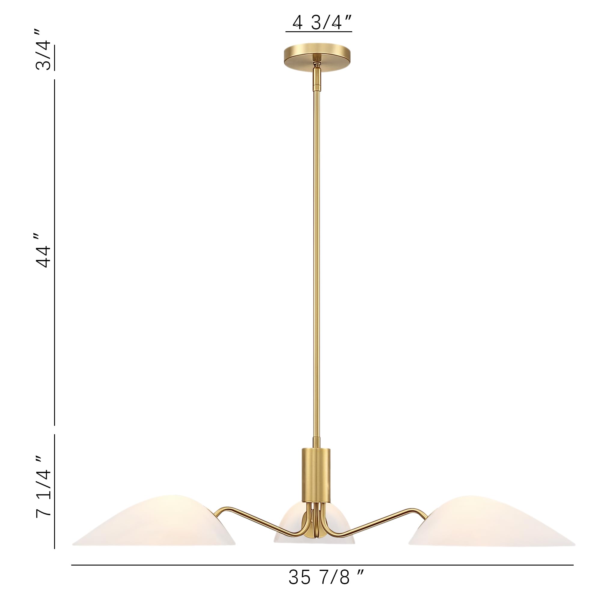 MEXO Sputnik Chandelier - Modern Gold Pendant Lighting Fixture with Glass Shade for Dining Room & Kitchen Island, Model 10019CH-GD