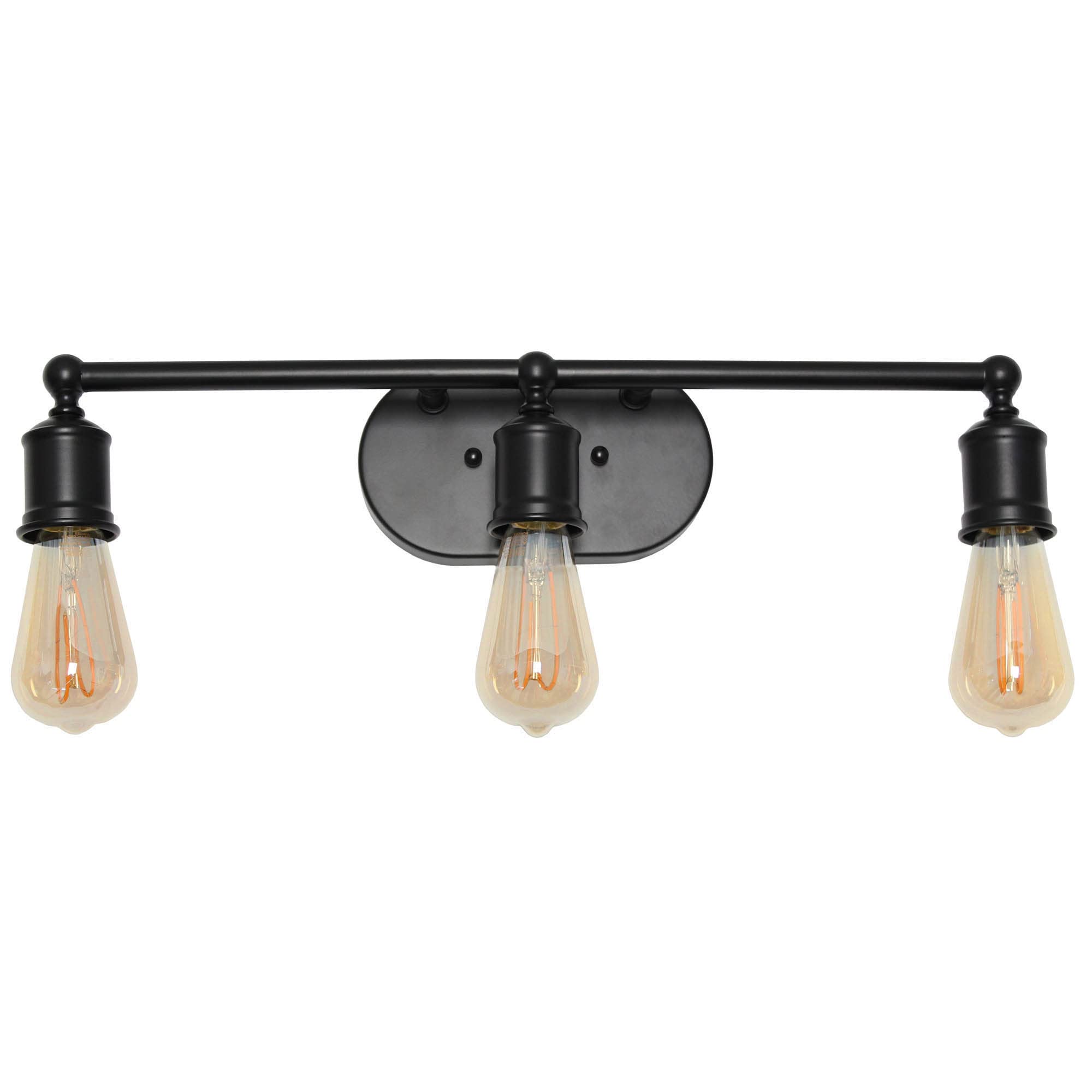 LALIA HOME Industrial Metal Bathroom Vanity Light, Matte Black Finish, Model LHV-1001-BK