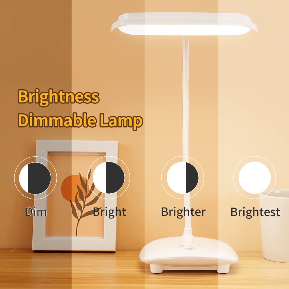 MAYTHANK Cordless LED Desk Lamp, Touch Control, Dimmable, Gooseneck, Rechargeable, White, Model TAID-1109-321