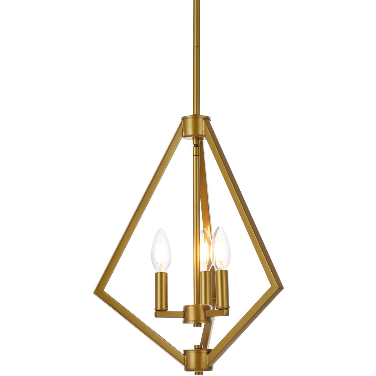 Living District Irina 3-Light Mid-Century Metal Pendant in Brass