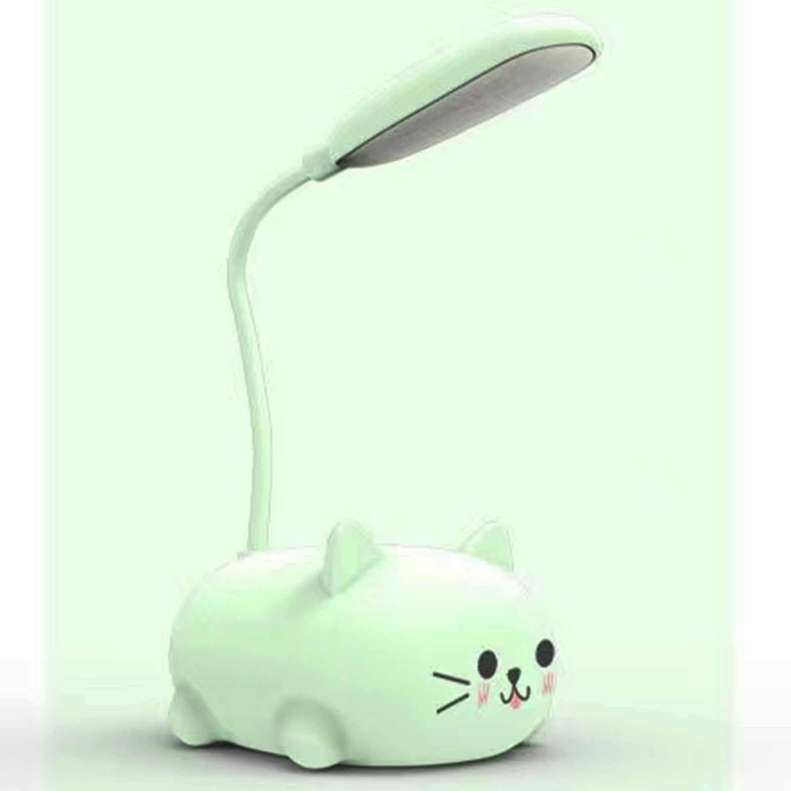 Neioaas LED Desk Lamp for Kids  Cute Cat Lamp USB Rechargeable Reading Light Portable LED Table Light  Flexible Gooseneck Eye-Care Cartoons Small Desk Lamp Girls Gifts (Green)