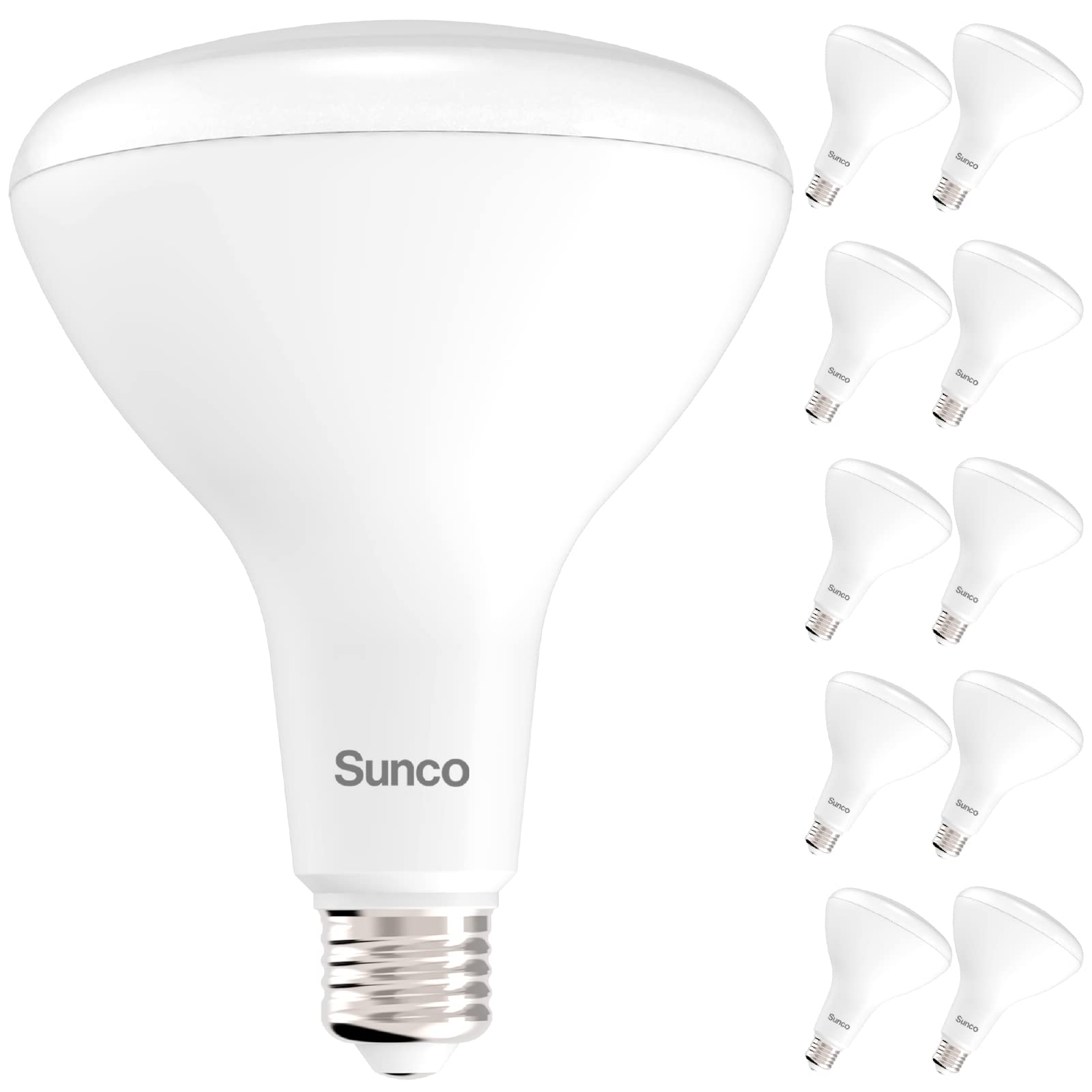 Sunco Lighting 10 Pack BR40 LED Light Bulbs, Indoor Flood Light, Dimmable, 4000K Cool White, 100W Equivalent 17W, 1400 LM, E26 Base, Recessed Can Light, High Lumen, Flicker-Free - UL & Energy Star