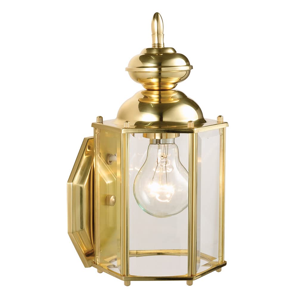 Design House 501833 Augusta 1-Light Wall Light, Dimmable Clear Glass, Solid Brass, Indoor/Outdoor, Downlight