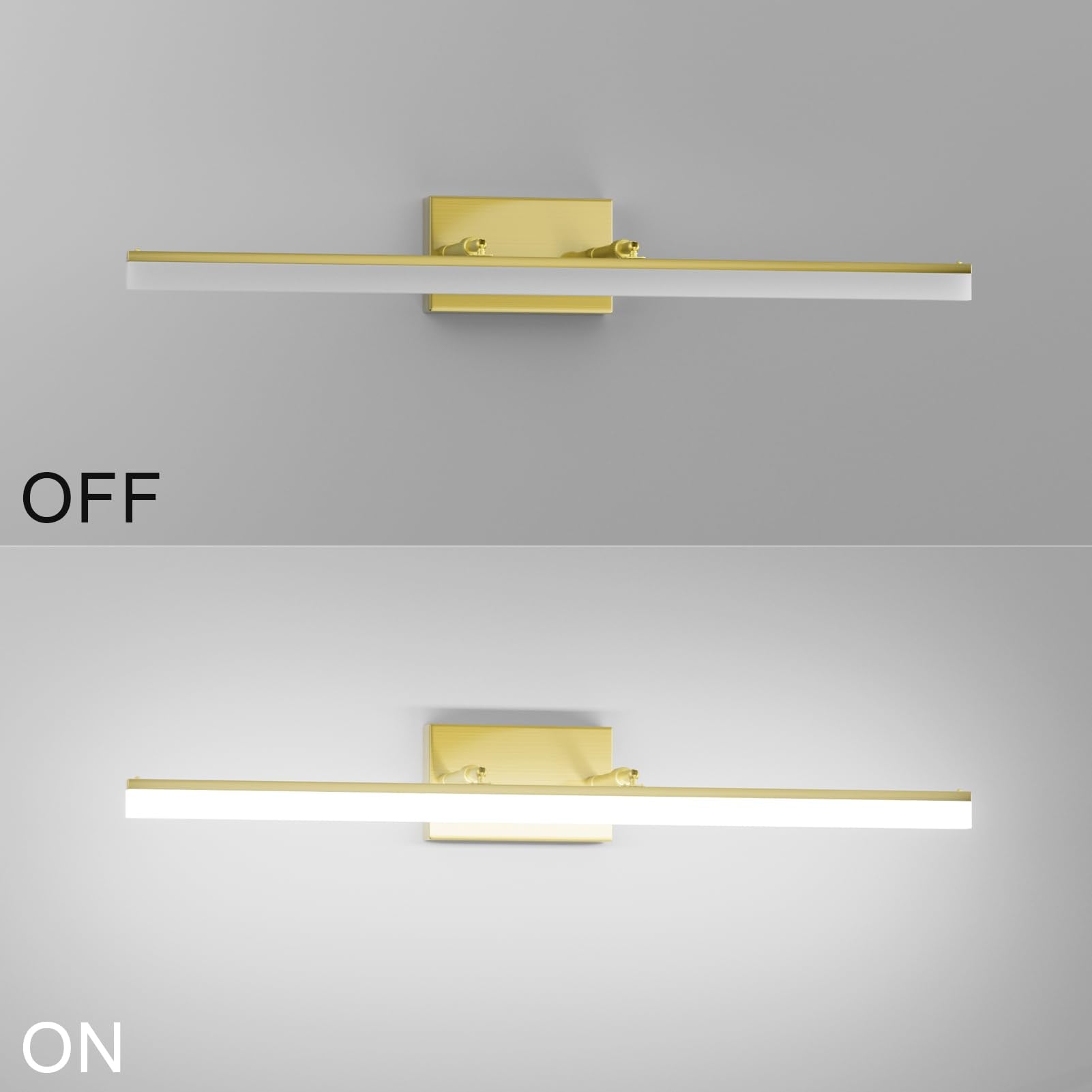 Aipsun 31.5in Brushed Brass LED Bathroom Vanity Light Fixture, Model 6481, Gold, Aluminum