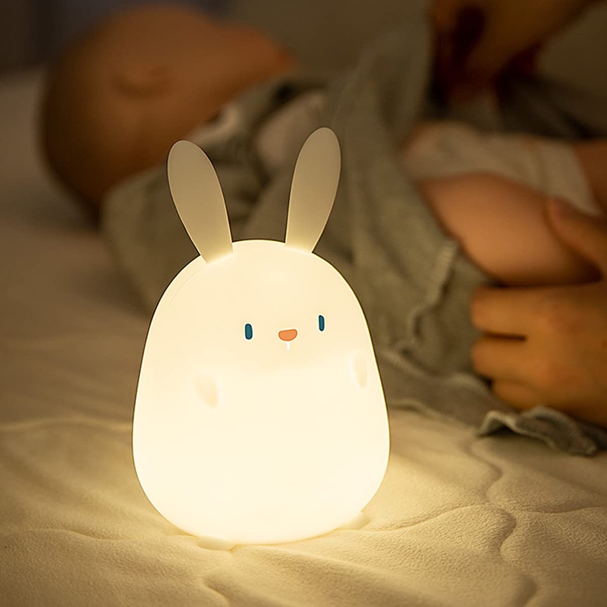 LEDHOLYT Bunny Night Light for Kids, Silicone Rabbit Lamp, Cute Bedside Decor, Kawaii Design, Ideal for Baby and Toddler Room
