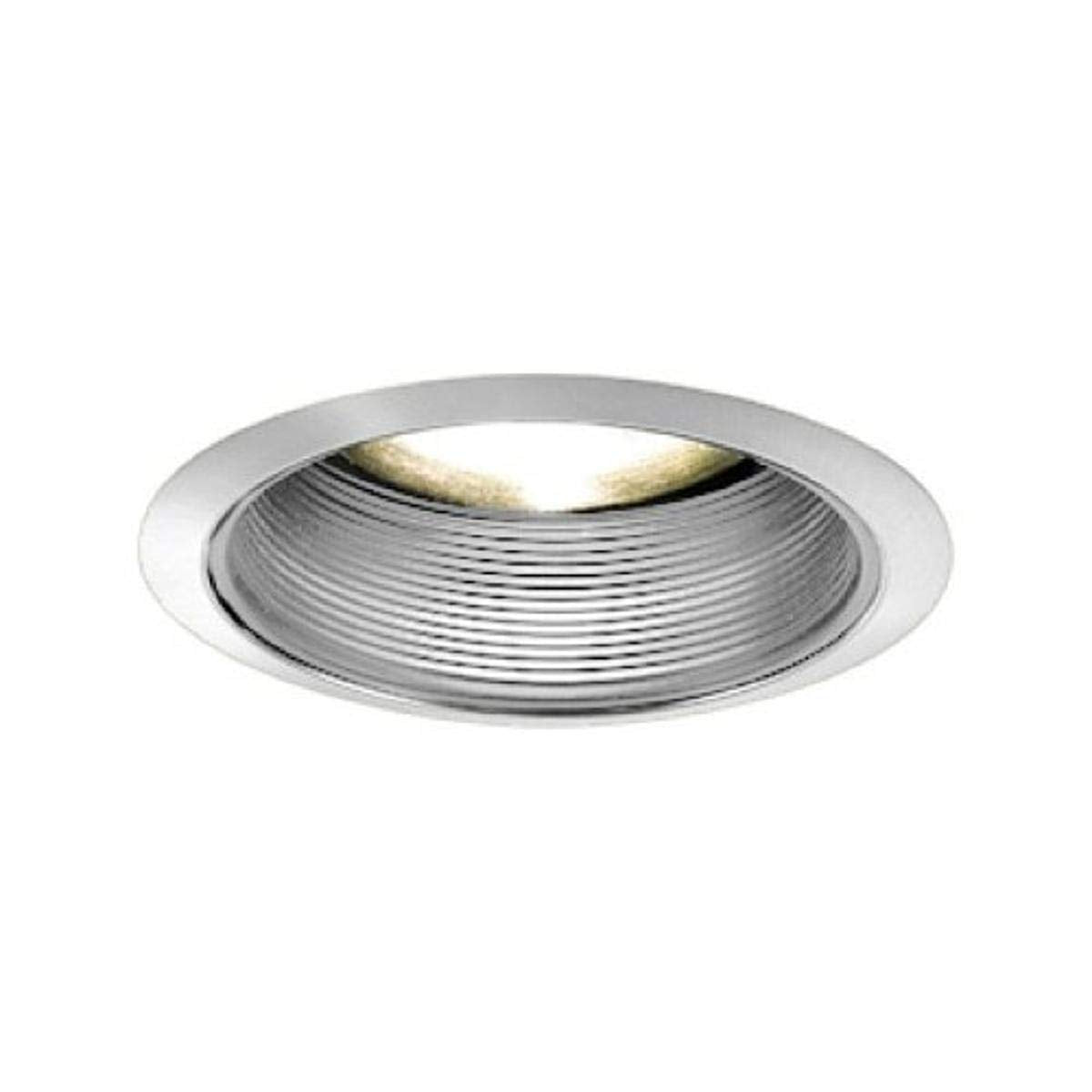 Jesco Lighting Tm608Whwh 6-Inch Aperture Line Voltage Trim Recessed Light, Step Baffled Trim, All White Finish